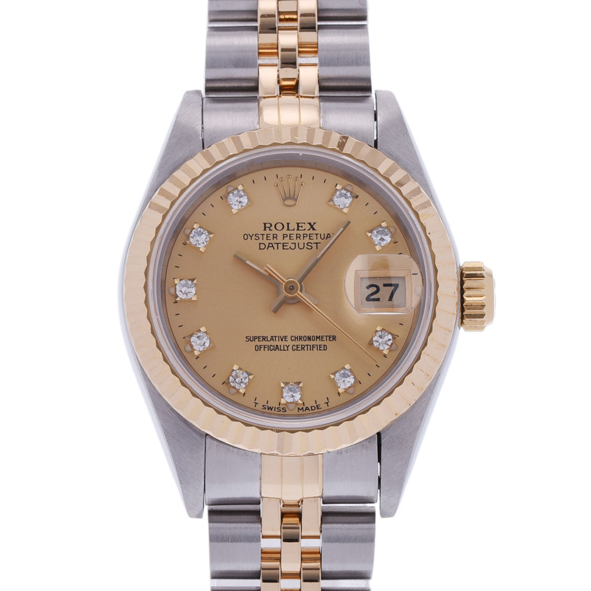 ROLEX ロレックス デイトジャスト 10Pダイヤ 69173G レディース YG/SS 腕時計 自動巻き シャンパン文字盤 Aランク 中古 