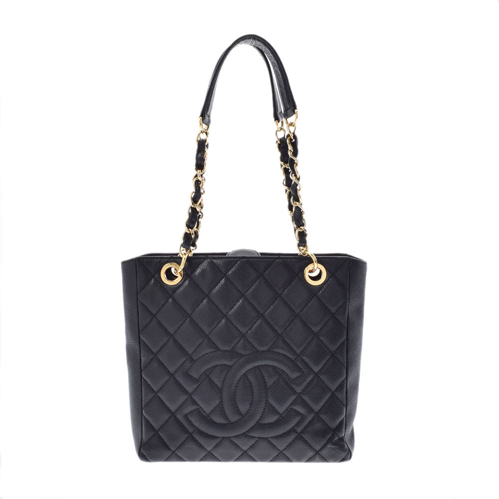 CHANEL シャネル マトラッセ PST プチショッピング 黒 ゴールド金具 レディース キャビアスキン トートバッグ ABランク 中古 