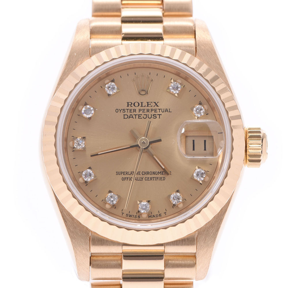 ROLEX ロレックス デイトジャスト 10Pダイヤ 69178G レディース YG 腕時計 自動巻き シャンパン文字盤 Aランク 中古 