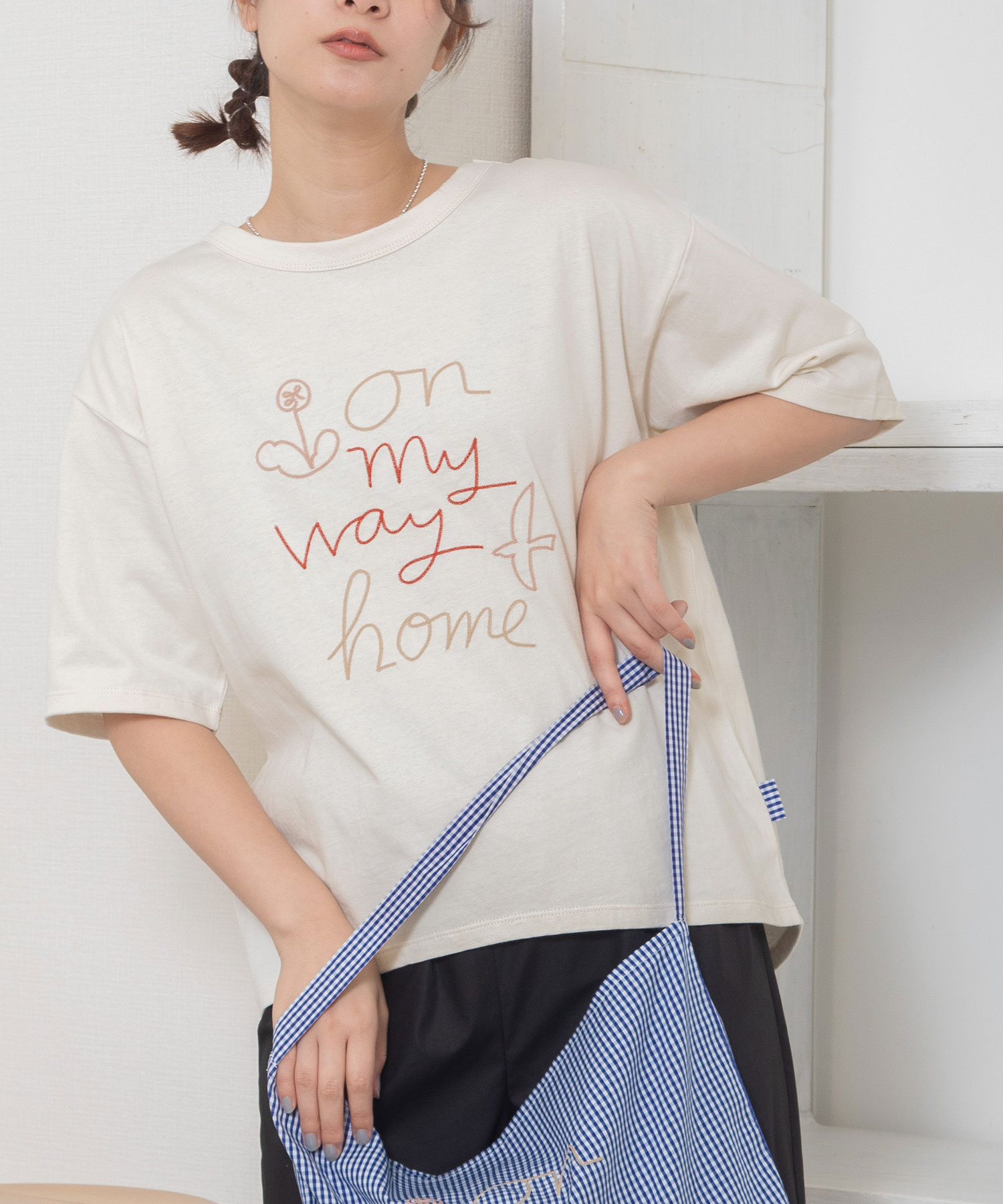 プードゥドゥ/on my way home刺繍Tシャツ