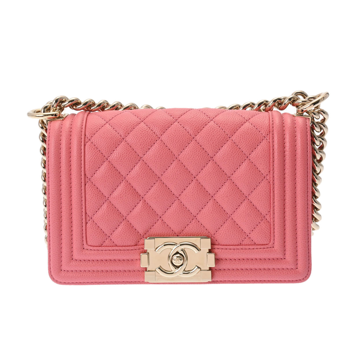 CHANEL シャネル ボーイシャネル チェーンショルダー ピンク ゴールド金具 A67085 レディース キャビアスキン ショルダーバッグ Aランク 中古 