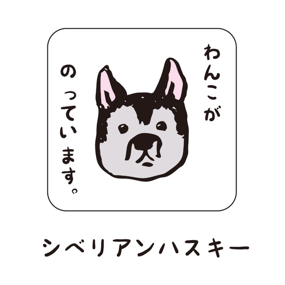 わんこステッカー　シール　犬　ハスキー　カーステッカー　四角