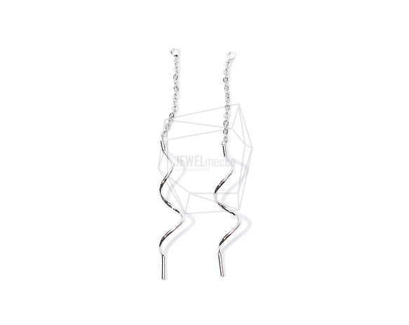 ERG-867-R【2個入り】ウェーブドロップチェーンチャーム,Wave Drop Chain Earring Char