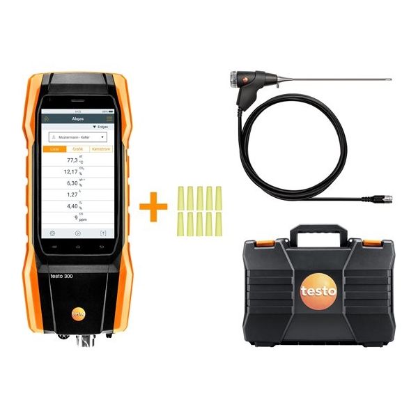 テストー 燃焼排ガス分析計 testo 300 NEXT LEVEL O2/CO/300mmプローブセット 0564 3002 86 1セット（直送品）