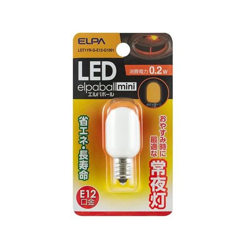 ELPA LED常夜灯用ナツメ球 LDT1YR-G-E12-G1001