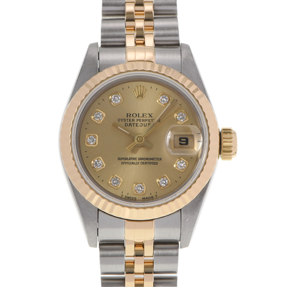 ROLEX ロレックス デイトジャスト 10Pダイヤ 69173G レディース YG/SS 腕時計 自動巻き シャンパン文字盤 Aランク 中古 