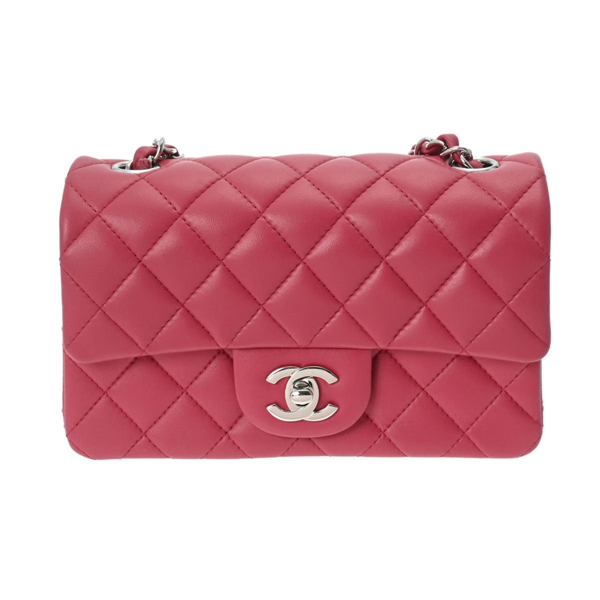 CHANEL シャネル マトラッセ チェーンショルダー 20cm  ピンク シルバー金具 - レディース ラムスキン ショルダーバッグ Aランク 中古 