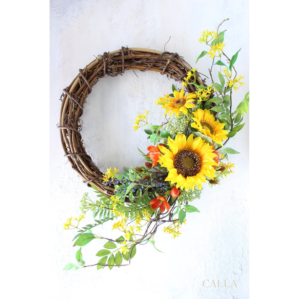 Botanical Sun Flower Wreath〜3Lsize 45㎝×68㎝