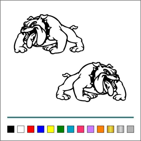 犬【 ブルドッグ 001 】ステッカー お得左右セット【カラー選択可】 送料無料♪