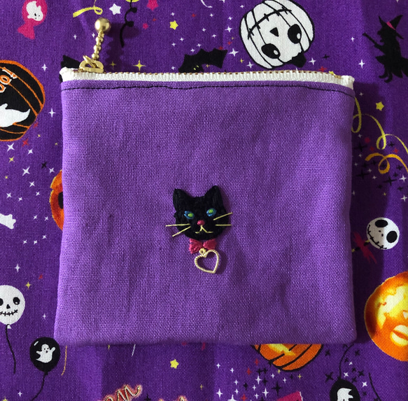 刺繍のファスナーポーチ☆ハロウィン