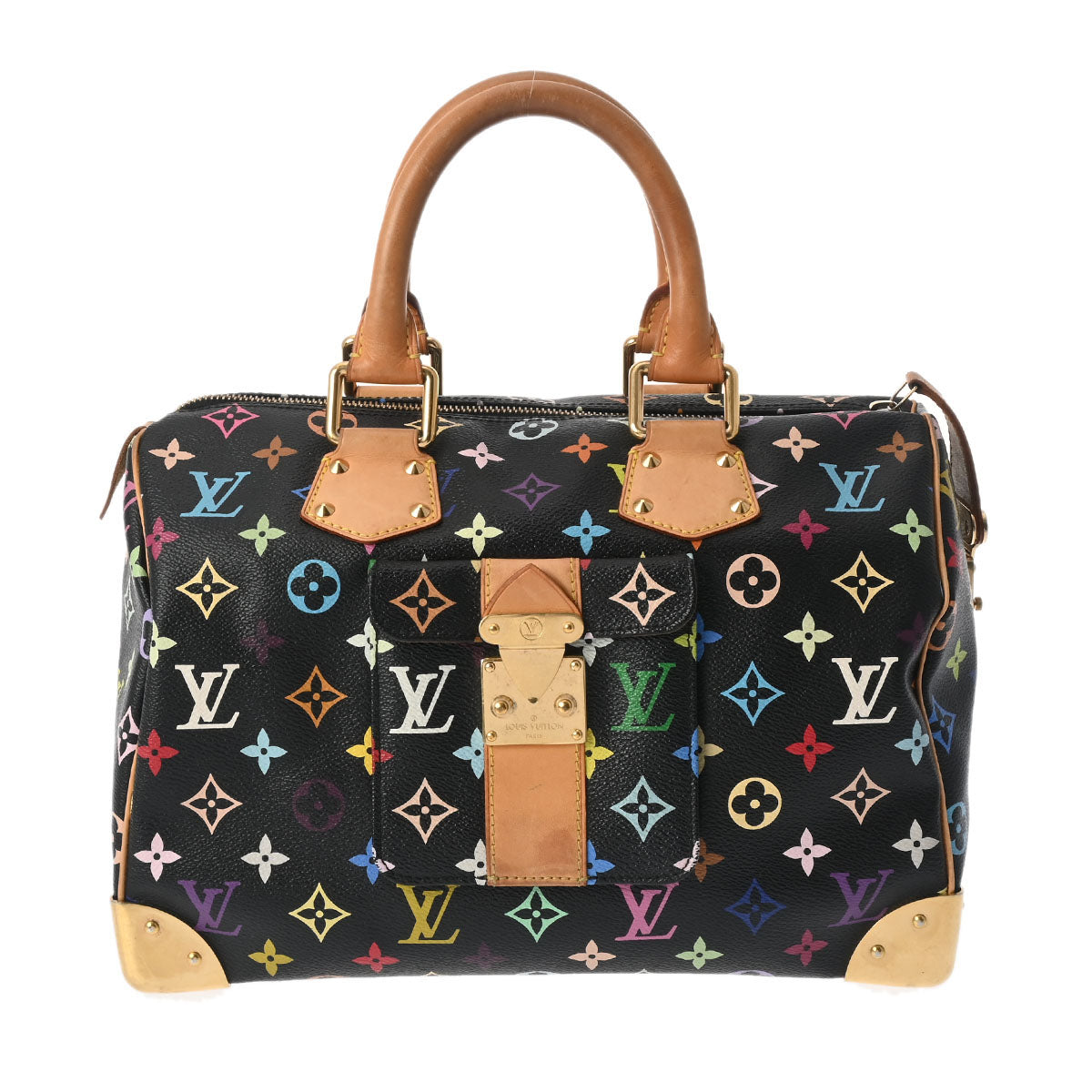 LOUIS VUITTON ルイヴィトン マルチカラー スピーディ30  ノワール M92642 レディース モノグラムマルチカラー ハンドバッグ Bランク 中古 