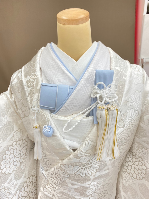 【受注生産】花嫁和装　はこせこ　かいけん　差込伊達衿【新品　婚礼用/筥迫・懐剣・差込伊達衿3点セット】ブルー系