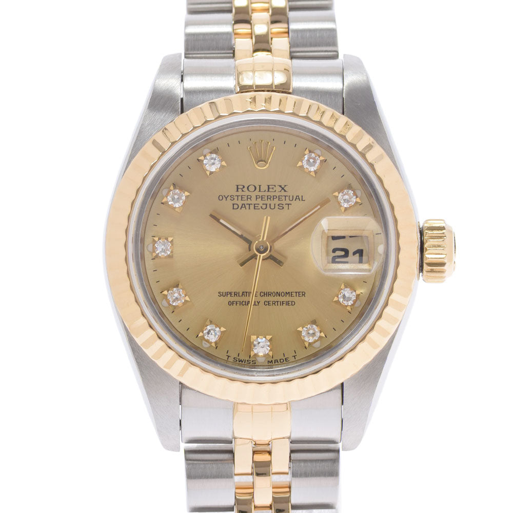 ROLEX ロレックス デイトジャスト 10Pダイヤ 69173G レディース YG/SS 腕時計 自動巻き シャンパン文字盤 Aランク 中古 