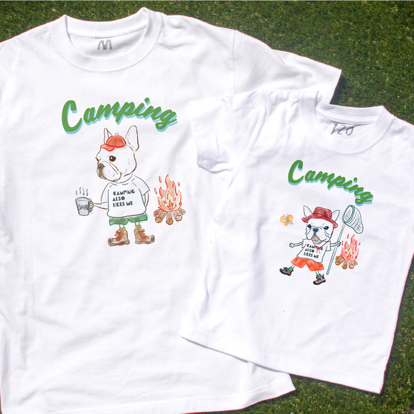 親子コーデ2枚セット　キャンプフレブル　Tシャツお出かけ T　親子コーデ　キャンプ リンクコーデ　メッセージ入れ　お出か