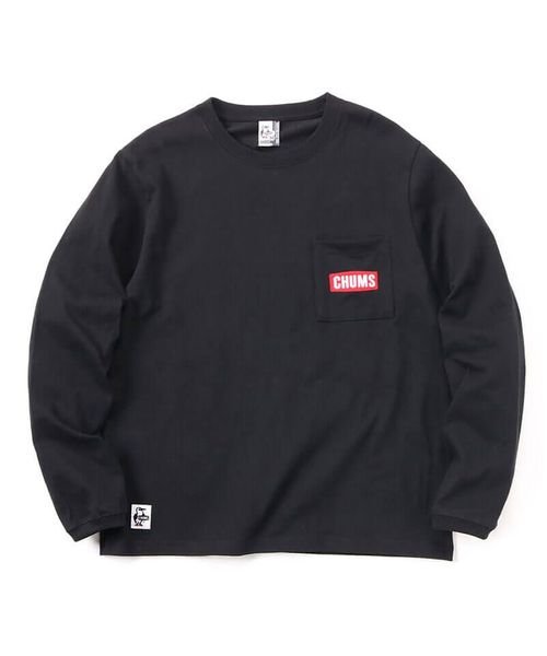 CHUMS LOGO POCKET BRUSHED L/S T－SHIRT (チャムスロゴPKTブラッシュドL/)