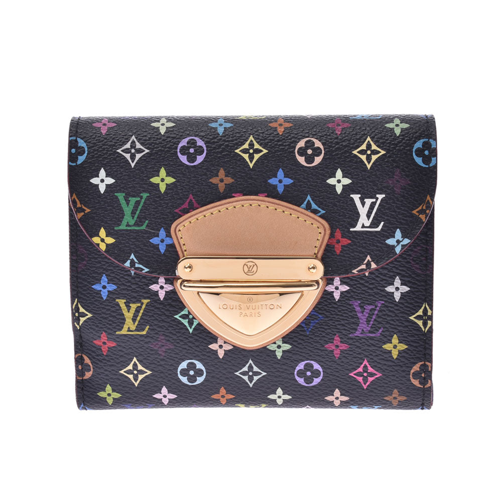 LOUIS VUITTON ルイヴィトン モノグラム マルチカラー ポルトフォイユ ジョイ  ノワール /ヴィオレ M60283 レディース 三つ折り財布 Aランク 中古 