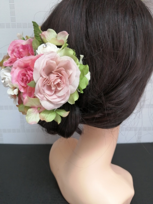 Wedding　モーブ色の薔薇ヘアアクセサアリー　ヘッドドレス