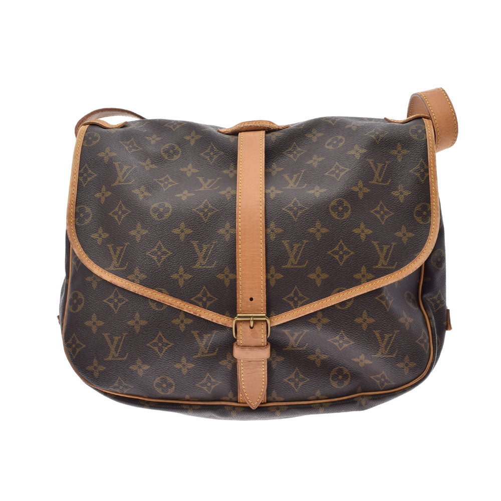 LOUIS VUITTON ルイヴィトン モノグラム ソミュール 35 ブラウン M42254 ユニセックス モノグラムキャンバス ショルダーバッグ Bランク 中古 