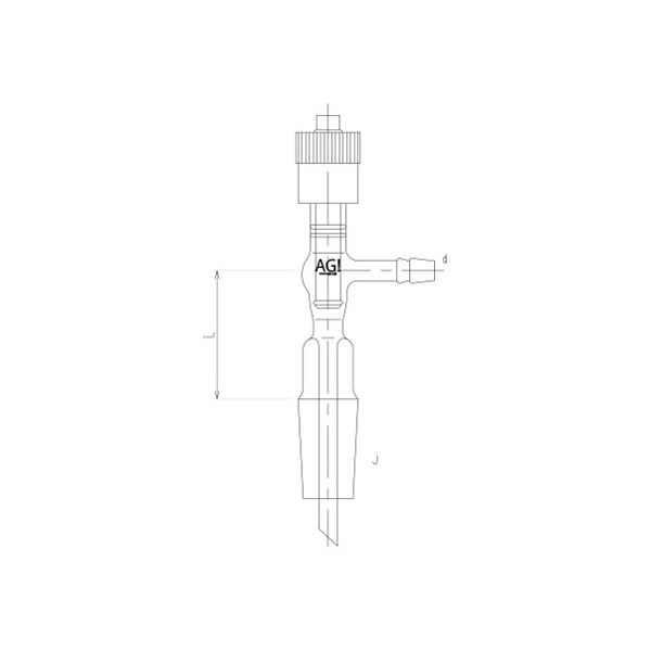 旭製作所 高真空グリースレスバルブ付滴下管 芯棒材質:PTFE