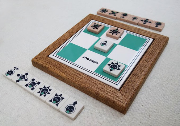 Pop-shogi　ポップ将棋　タイル製ボード　ウッドフレーム仕様