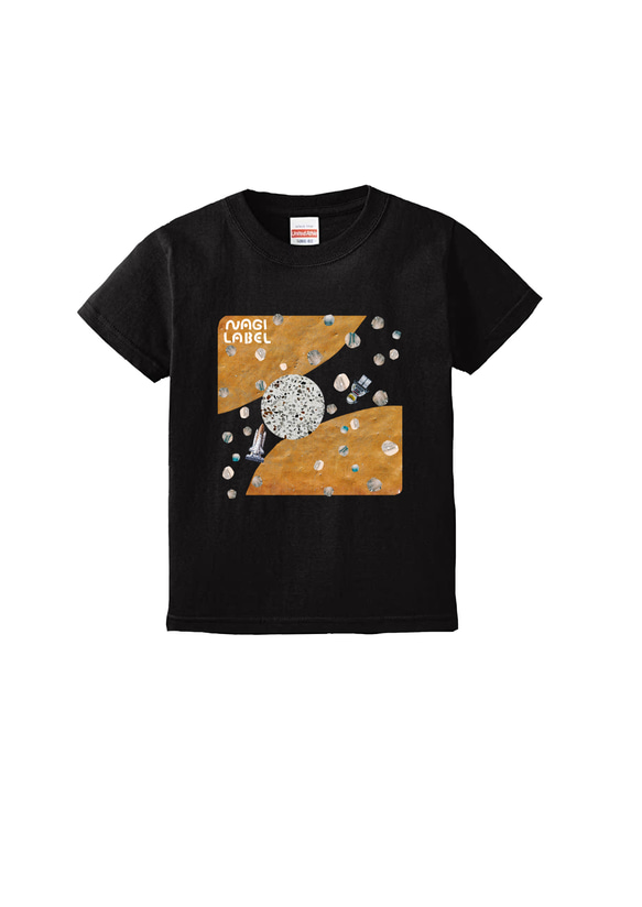 kidsオリジナルアートプリント　Tシャツ　ブラック（宇宙）