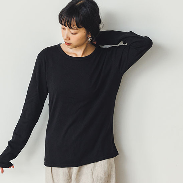 COTTON RIB KNIT ROUND NECK TEE（コットンフライスラウンドネックロンT）C2188