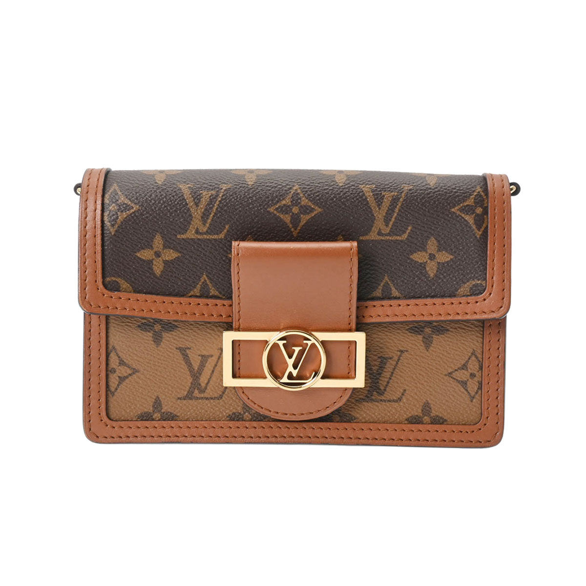 LOUIS VUITTON ルイヴィトン モノグラムリバース ポルトフォイユ ドーフィーヌ ブラウン M68746 レディース モノグラムキャンバス ショルダーバッグ ABランク 中古 