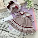 【送料無料】リカちゃんお洋服、ケープ付きワンピース5点セットA（ワンピース、ケープ、ボンネット、ペチコート、靴下）（99）