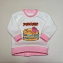 ドール服★PANCAKEの長袖Tシャツ(白×ピンク)40cmドールサイズ