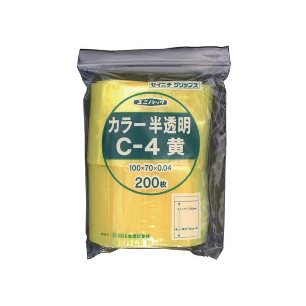 生産日本社（セイニチ） セイニチ/「ユニパック」 C-4 黄 100×70×0.04 (200枚入) FC070GG-3667332