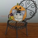 サバトラ猫とハロウィンのかぼちゃ???? ブローチ