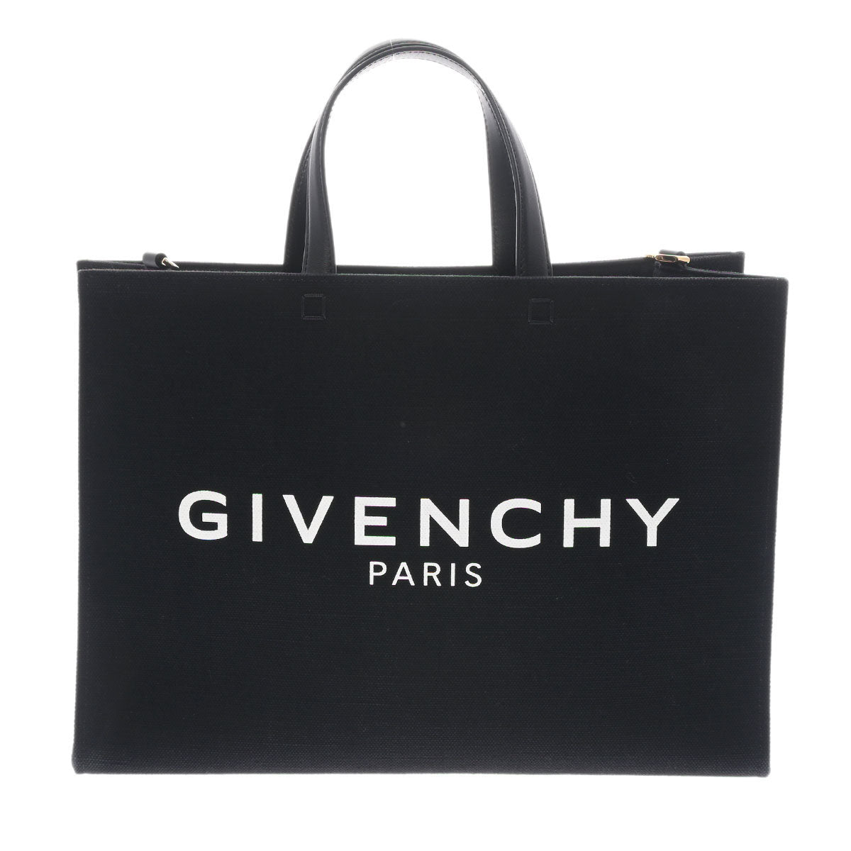 GIVENCHY ジバンシー Gトート ミディアム 黒 レディース リネン キャンバス トートバッグ Aランク 中古 