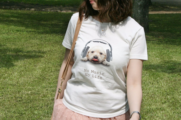 送料無料☆【ドライTシャツ】ゴールデンレトリバー子犬だってNo Music No Life