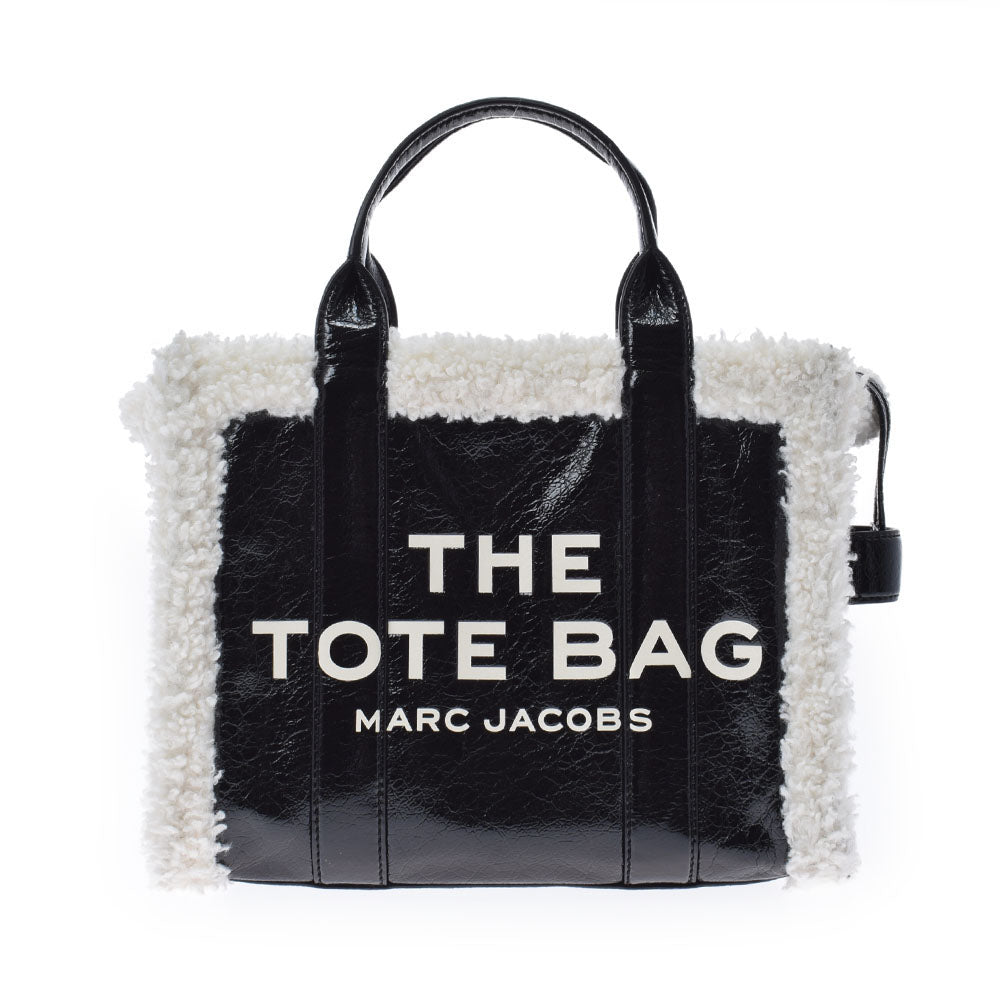 MARC JACOBS マークジェイコブス スモール  黒 レディース  クリンクルレザー/シアリング トートバッグ ABランク 中古 