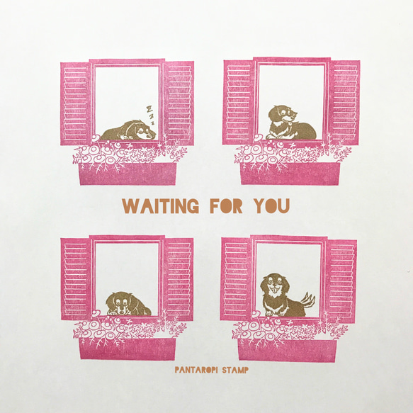 『Waiting for you』verダックスフンドセット　ブラックタン