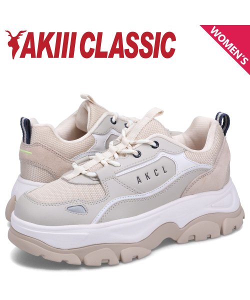 アキクラシック AKIII CLASSIC スニーカー ダッドシューズ アーバン オーバーソール レディース 厚底 URBAN OVER SOLE グレー AK