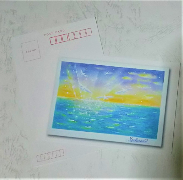 絵葉書3枚セット　夜明けへ　パステルアート ポストカード