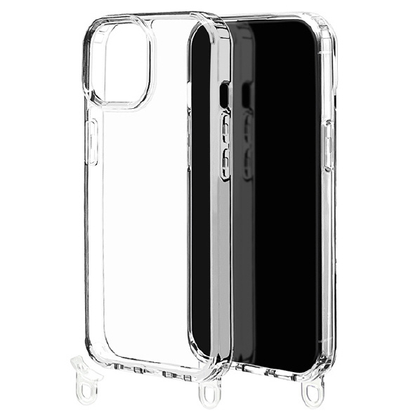 ラスタバナナ iPhone 15/14/13用ハイブリッドケース 2WAY ストラップホールパーツ脱着式 クリア 7648IP361HB