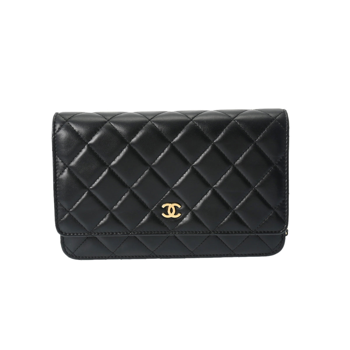 CHANEL シャネル マトラッセ チェーンウォレット  黒 ゴールド金具 レディース ラムスキン ショルダーバッグ ABランク 中古 