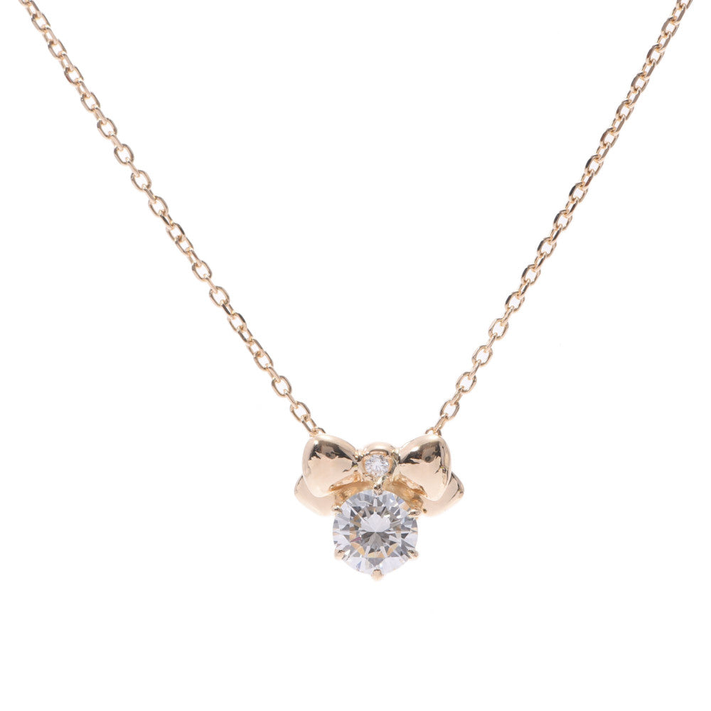 NINA RICCI ニナリッチ リボンモチーフ ダイヤ0.33ct レディース K18YG ネックレス Aランク 中古 