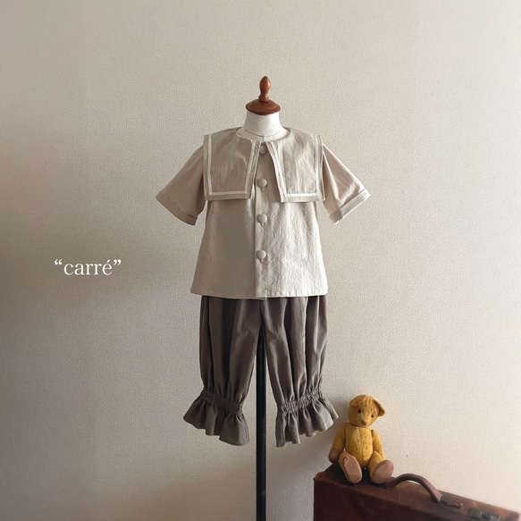 ✂︎ “carré” 110size  しかく襟のブラウス　ナチュラル　お誕生日　入園式卒園式