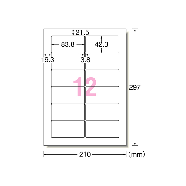 エーワン ラベルシール 汎用タイプ インチ改行A4 12面 1000枚 F877133-31155