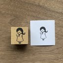 【アイスクリームとわたし】イラストはんこ　3cm角　ラバースタンプ