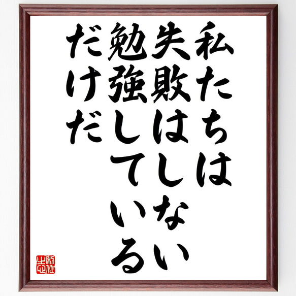 名言「私たちは失敗はしない、勉強しているだけだ」額付き書道色紙／受注後直筆（Z0293）