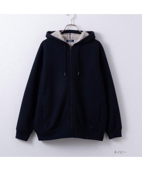 NAVY ネイビー 温℃ 裏ボアボンディングジップパーカー メンズ QMH/03904FW