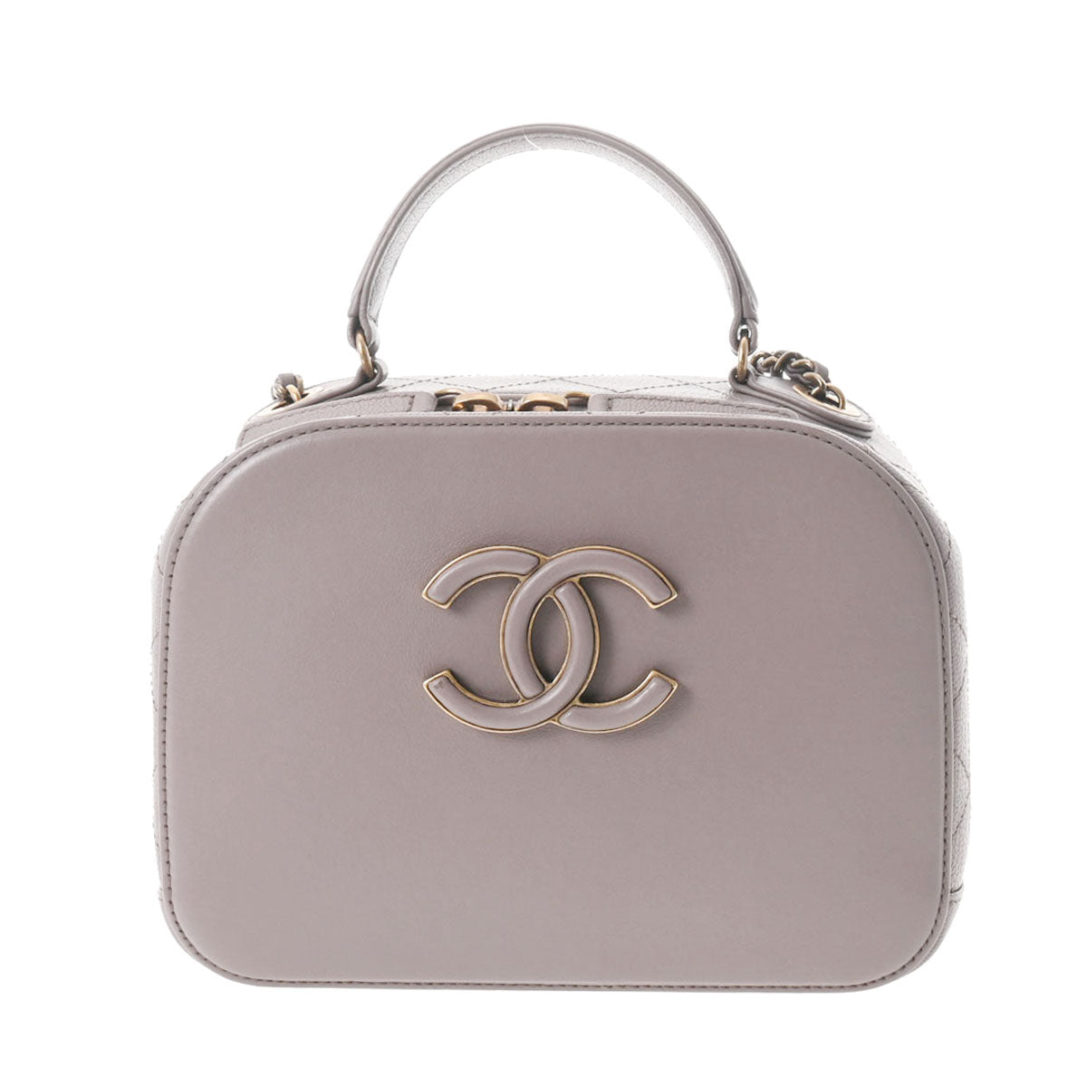 CHANEL シャネル 2WAY ハンドバッグ グレージュ ゴールド金具 レディース カーフ ショルダーバッグ Aランク 中古 