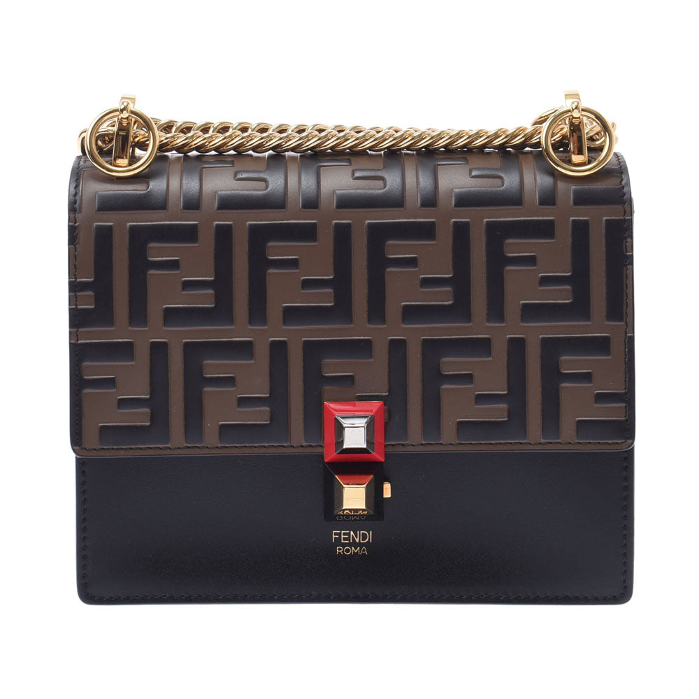 FENDI フェンディ ミニキャナイ ズッカ柄 ブラウン/黒 ゴールド金具 8M0381 レディース レザー ショルダーバッグ 未使用 