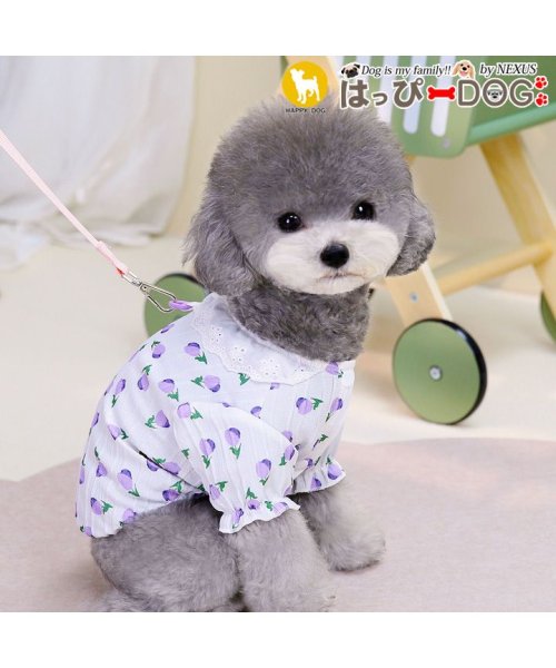 犬 服 犬服 いぬ 犬の服 シャツ ブラウス 花柄 レース 袖あり 前ボタン スナップボタン 着せやすい