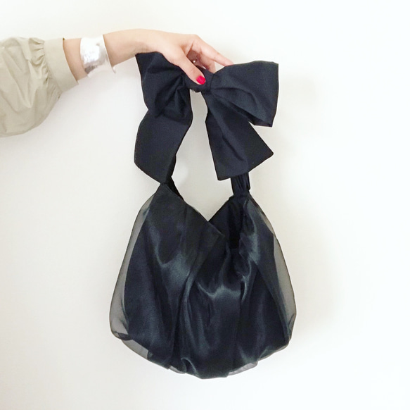 【受注生産】 《3way 》 ribbon tote bag （black）