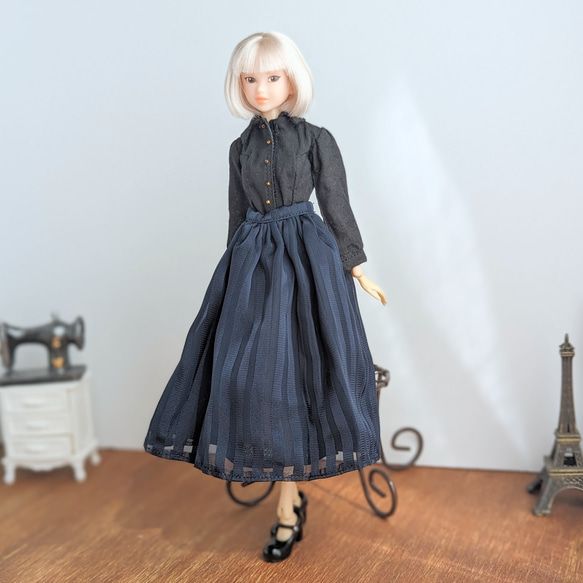 1125【momokoDOLLシャツ】黒のシャツ※1/6ドール服